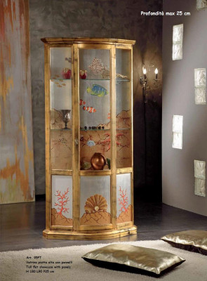 Klasyczna Gablota Szkło Drewno Szafa Gablota Luxury Meble Gold Kredens Włochy