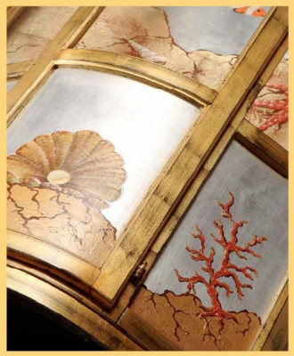 Klasyczna Gablota Szkło Drewno Szafa Gablota Luxury Meble Gold Kredens Włochy