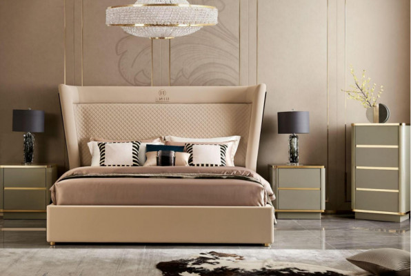 Sypialnia Hotelowe łóżka Double Łóżko Design Drewno Materiał łóżka 180x200cm