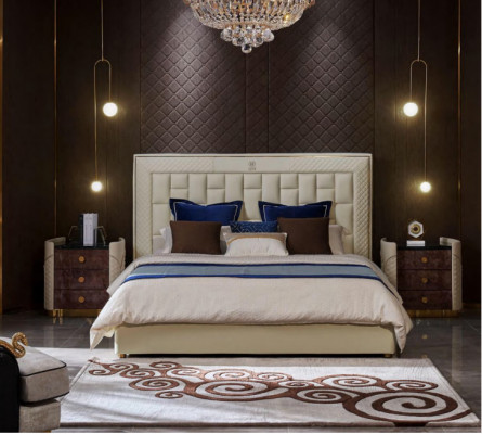 Łóżko Sypialnia Design łóżka Szafki nocne luksusowe Meble 3-częściowe. Ustawić