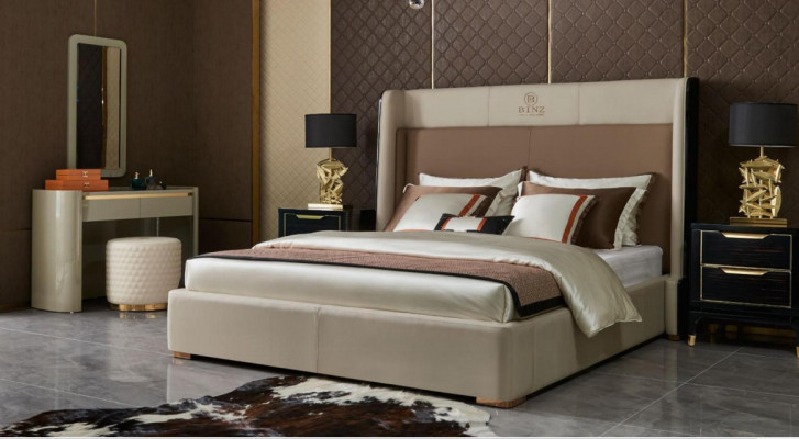 Design Sypialnia Kompletny zestaw 6-częściowy Łóżko Stolik nocny Toaletka