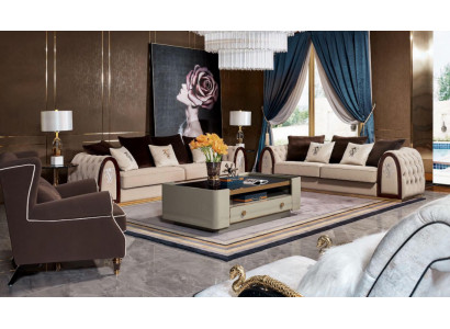 Design Luxury Sofa Siedziba Podkładka Couch xxl Duże 4+3 miejsce do siedzenia Obcios Chesterfield