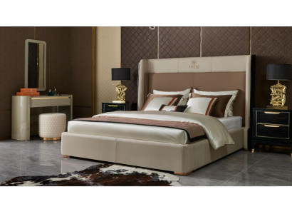 Łóżko Sypialnia Zestaw Design Meble Luxus łóżko 2x Stolik nocny Rama łóżka 3-częściowego