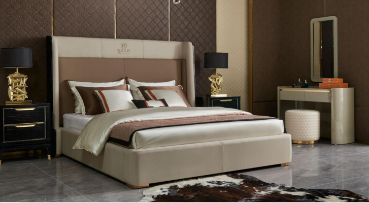 Łóżko Sypialnia Zestaw Design Meble Luxus łóżko 2x Stolik nocny Rama łóżka 3-częściowego