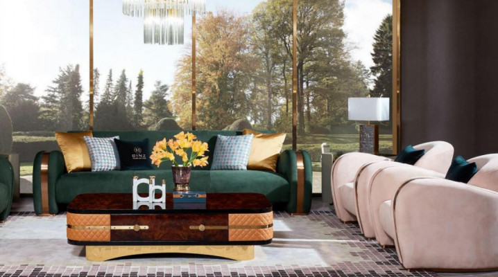 Sofa 4 miejsce siedzące Sofa Podkładka Włókienniczy Sofy Design Luksusowe Sofy Tkaninowe Czteroosobowe duże