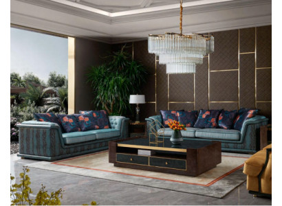 Sofa Trzyosobowa Podkładka Design Sofa Nowoczesne Sofy 3-osobowe Pokój Meble Blue Siedziba