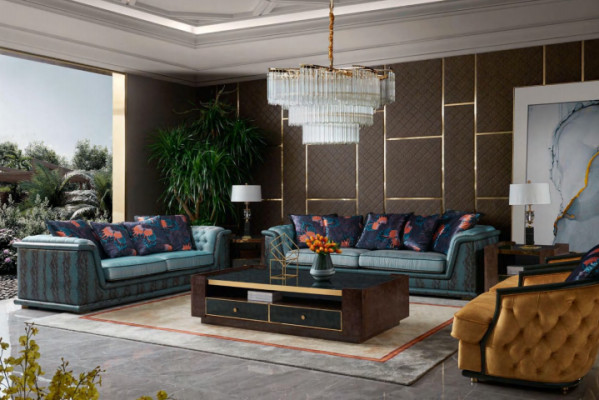 Sofa Trzyosobowa Podkładka Design Sofa Nowoczesne Sofy 3-osobowe Pokój Meble Blue Siedziba