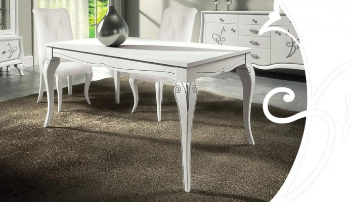 Stół obiadowy Rozkładany Tabela xxl stoły Modern Drewno Ess jadalnia Design Biały Nowość