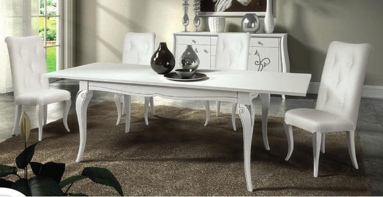 Stół obiadowy Rozkładany Tabela xxl stoły Modern Drewno Ess jadalnia Design Biały Nowość
