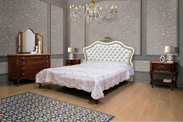 Kompletny zestaw 4 dla Sypialnia Design nowoczesne luksusowe łóżko 2x Stolik nocny Kredens