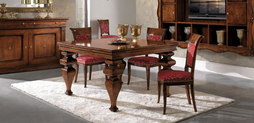 Design jadalnia Zestaw Ustaw Drewno Meble Kredens 4x Krzesło Tabela Kompletny 7-częściowy.