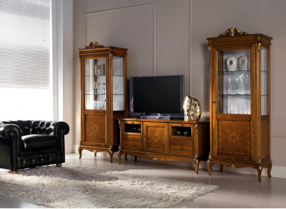 Pokój dzienny 2x Gablota salon Szafki design TV nowoczesna witryna komplet 3 sztuki