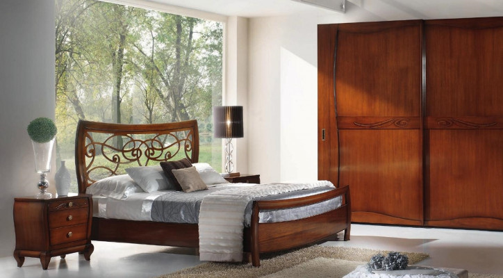 Sypialnia Łóżko Stolik nocny Double Hotel Design Drewno Ustaw Zestaw 3szt.