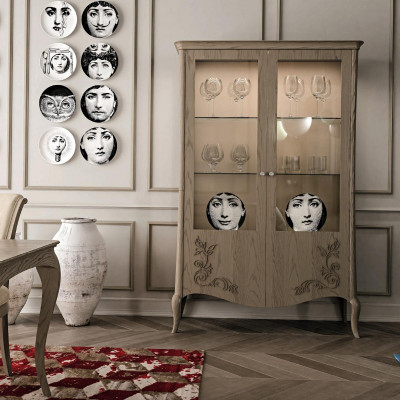 Pokój dzienny Kredens Szkło Szafa Gablota jadalnia Kredens Drewno Szafki Meble