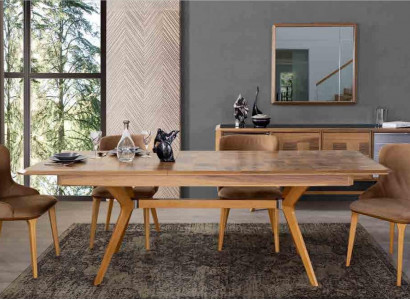 Designerski Zestaw Drewno Ess jadalnia Tabela 4x Lehn Krzesła Zestaw Ustawić Podkładkę 5-częściową