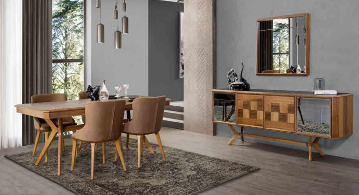 Designerski Zestaw Drewno Ess jadalnia Tabela 4x Lehn Krzesła Zestaw Ustawić Podkładkę 5-częściową