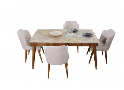 jadalnia Drewno stoły Zestaw do jadalni Krzesło Grupa New Tabela 4x Design Krzesła 5-częściowy