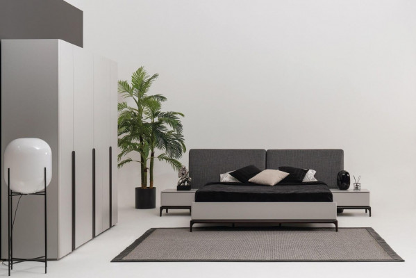 Łóżko Podkładka Design Luksusowe podwójne łóżko hotelowe Drewno Meble Jasnoszary Loft