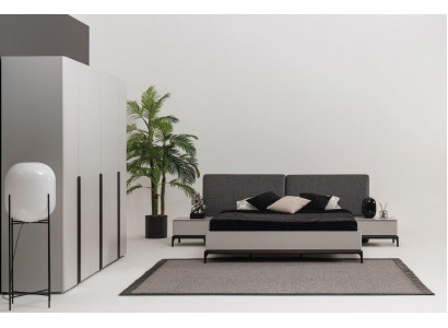 Łóżko Podkładka Design Luksusowe podwójne łóżko hotelowe Drewno Meble Jasnoszary Loft