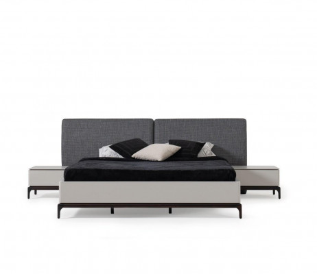 Łóżko Podkładka Design Luksusowe podwójne łóżko hotelowe Drewno Meble Jasnoszary Loft