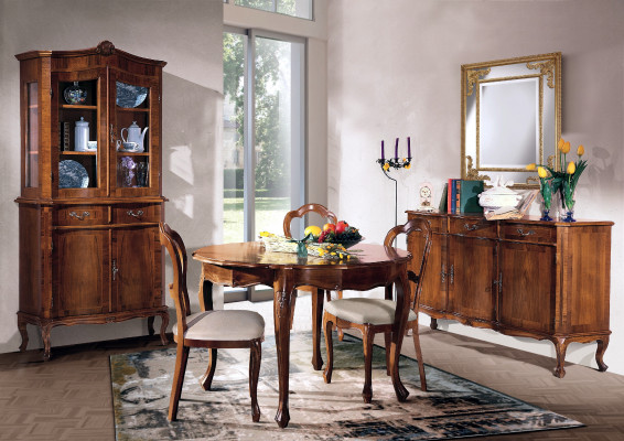 zestaw jadalniany 7 szt. Okrągłe Stół obiadowy 3x Krzesła Kredens Ess Grupa Drewno Tabela New