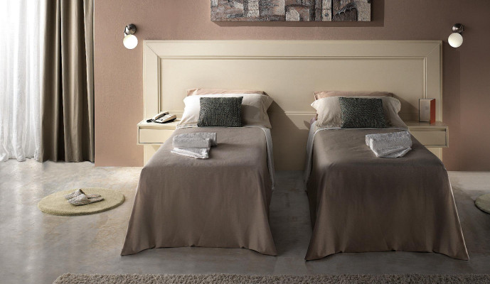 Design Nowoczesne Luksusowe Meble 4szt. Komplet mebli hotelowych 2x łóżko + Stolik nocny