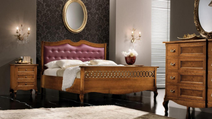 Włoski Designer Sypialnia Łóżko 2x Szafki nocne Kredens 4szt. Ustaw nowy