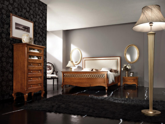 Design Klasyczne Luksusowe Meble Nowoczesne Łóżko 2x Stolik nocny Zestaw Sypialnia 4-częściowy