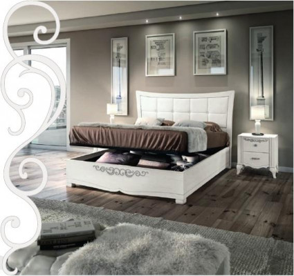 Ustawić Zestaw 3 szt. Sypialnia Łóżko Stolik nocny Double Drewno Modern Grupa łóżka