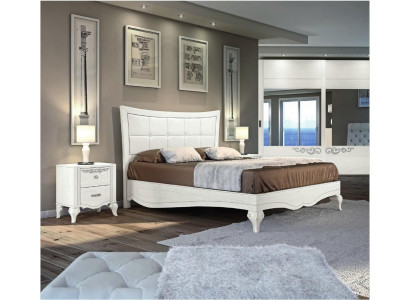 Sypialnia Łóżko Stolik nocny łóżka Double Drewno Designer Modern New Zestaw 3szt