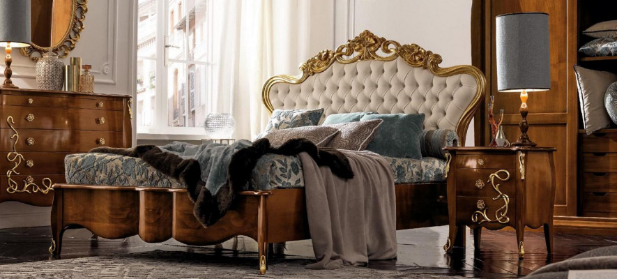 łóżko Ustawić Łóżko Luxu Classic Sypialnia Hotel Łóżko Baroque Meble Drewno