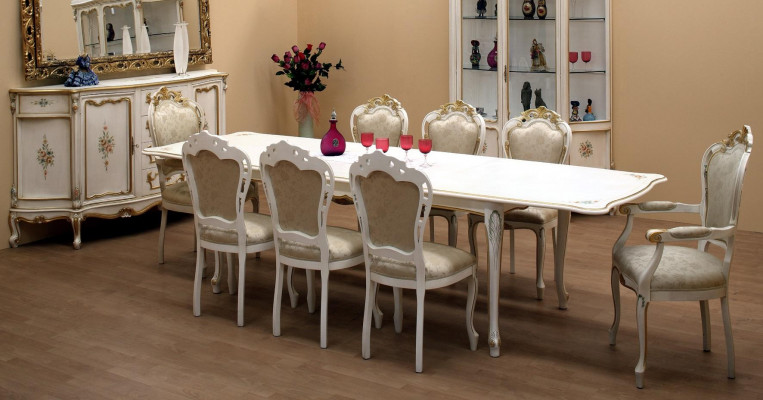 Zestaw Klasyczny 2x Krzesła Podłokietniki 6x Krzesła Krzesło Ustawić jadalnia Grupa New