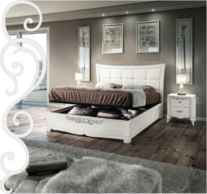 Podwójne łóżko Łóżko Luksusowe łóżko Drewno Ramy łóżka Rama łóżka Biały Design Modern New