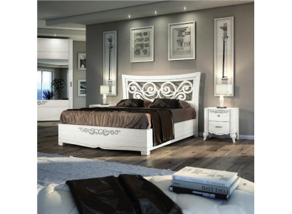 Podwójne łóżko Łóżko Luksusowe łóżko Drewno Ramy łóżka Rama łóżka Biały Design Modern New