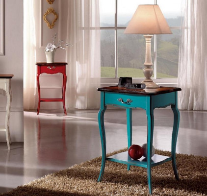 Konsole Stolik nocny Sypialnia Stolik Nowoczesny Design Meble Drewno Azure Blue
