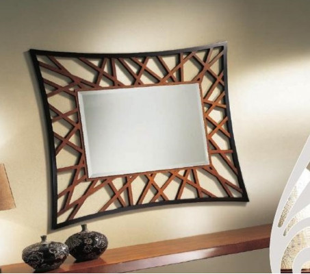 Lustro wiszące Lustro Drewno Modern połysk ścienne Meble Mirror Design 111x89 Nowość