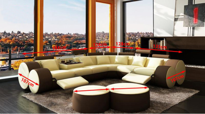 Narożnikowa kanapa sofa Skóra Couch - designerski zestaw wypoczynkowy Siedziba Podkładka Żywy krajobraz