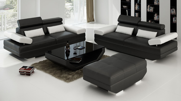 Luksusowy zestaw mebli sofowy Sofa Podkładka 3+3 miejsce do siedzenia + Stołek salonowy