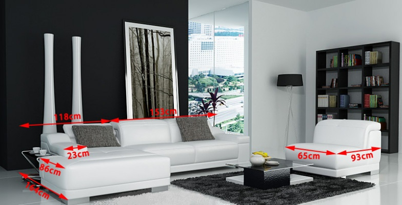 Nowoczesny zestaw sof narożny L Shape Podkładka Siedziba Narożnik Couch + Fotel Narożnikowa kanapa