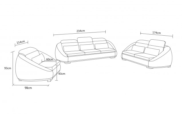 Zestaw sofowy 3+2+1 miejsce do siedzenia Nowoczesny komplet wypoczynkowy Sofa Podkładka Kanapy Kanapa