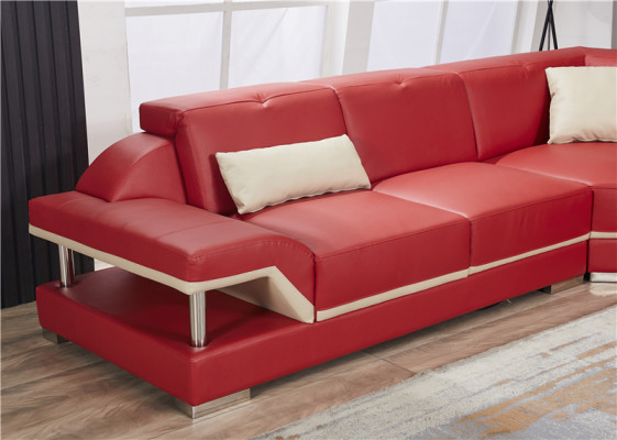 L Shape Skóra Żywy krajobraz Kanapa Podkładka Siedziba Narożnikowa kanapa Sofa Living Room