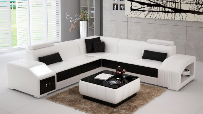 Sofa skórzana Kanapa w kształcie litery L Meble Żywy krajobraz Narożnikowa kanapa Ustawić Design