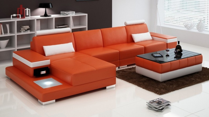Kanapa Narożnikowa kanapa Meble Skóra Żywy krajobraz Ustawić Design Nowoczesna Sofa