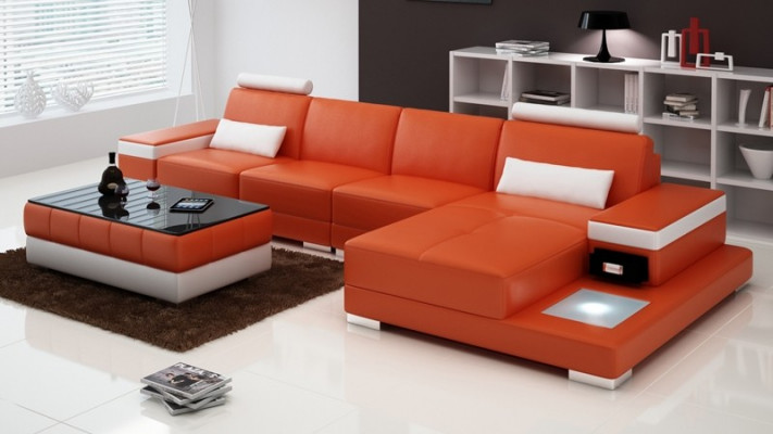 Kanapa Narożnikowa kanapa Meble Skóra Żywy krajobraz Ustawić Design Nowoczesna Sofa