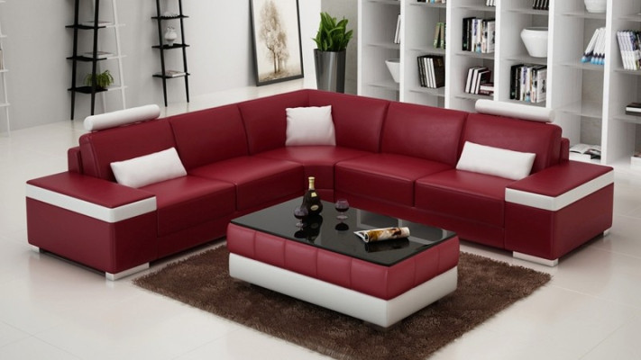 Skórzana sofa Meble Kanapa w kształcie litery L Żywy krajobraz Narożnikowa kanapa Ustawić design