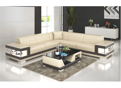Sofa skórzana Kanapa w kształcie litery L Żywy krajobraz Narożnikowa kanapa Ustawić designerską sofę