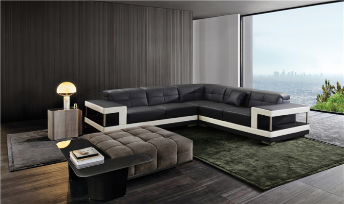 Sofa skórzana Kanapa w kształcie litery L Żywy krajobraz Narożnikowa kanapa Ustawić designerską sofę