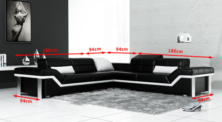 Skórzana sofa w kształcie litery L Żywy krajobraz Narożnikowa kanapa Ustawić wystrój nowoczesny