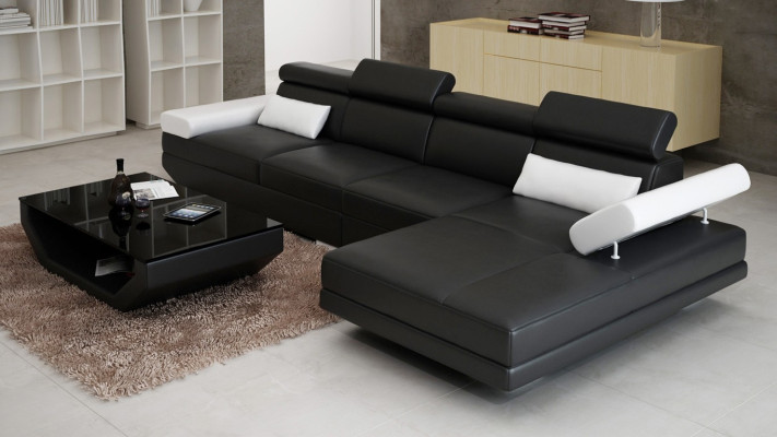 Skórzana sofa w kształcie litery L Żywy krajobraz Narożnikowa kanapa Ustawić Design Modern