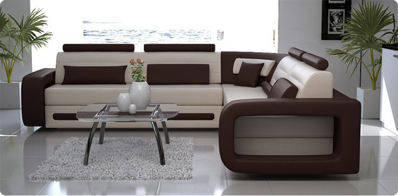 Narożnikowa kanapa Podkładka Kanapa Skóra Narożnikowa kanapa Żywy krajobraz Zestaw tapicerowany w kształcie litery L